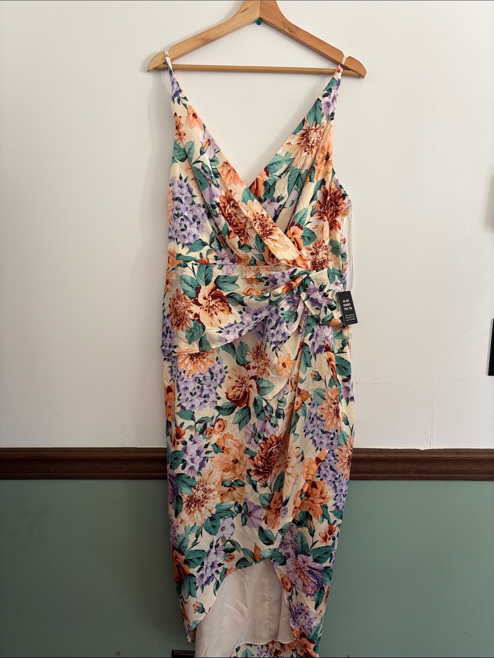 Express Womens Floral Maxi Dress with Spaghetti Straps - Cream Floral